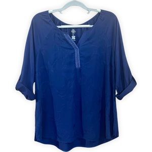 NWT. St John Bay, blouse, Navy Blue, women’s size XL.
